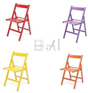 buiani 4 sedie Colorate in Legno Verniciato richiudibile (Rosso,Viola,Giallo,Arancione)