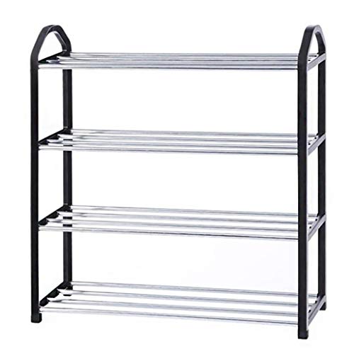 XWZH Cabinet Scarpe da Polvere 4 Tier Slotted Scarpe da Scarpe in Legno Pieghevole Pieghevole Pieghevole Pieghevole Armadio Alto 54 x 19 x 57 cm (Color : Black)