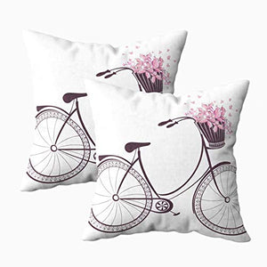 Kris.D Fodere per Cuscino 18X18 Pollici, Fodere per Cuscini Quadrati copriletto 2 Pezzi Cestino della Bicicletta Fiori pieni Farfalle Ambo i Lati Cuscino Decor per la Fattoria
