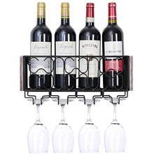 Vencipo Portabottiglie Vino Metallo per 4 Calici Vino Rosso Organizer, Mensole da Muro Design per Cantinetta Vino, Scaffale Metallo Vino Accessori per Sala da Pranzo, Camera da Letto e Cucina.