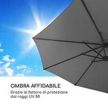 blumfeldt Twin Peaks - Ombrellone Parasole, Dimensioni: 456x245x268 cm (LxAxP), Materiale: Poliestere, Protezione UV: 50, Idrorepellente, Supporto in Alluminio, Antiruggine, Incluso Basamento, Grigio