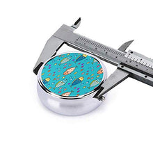 Scatola rotonda per medicina portatile, mini portapillole in metallo, dispenser per pillole tascabili, borsa da viaggio, motivo: pesce astratto disegnato a mano