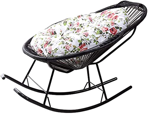 Chunjiao Reclinabile reclinabile Sedia a Dondolo in Rattan Nero per Bambini Adulti Asilo Nido/lettini Sdraiati Sdraiati con Cuscini Sedia da Giardino con poggiapiedi e braccioli Sedie a Sdraio recli