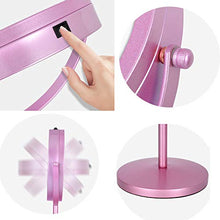 Specchio da trucco da tavolo, 360 gradi doppio specchio (ingrandimento su un lato) regolabile in tre colori LED Touch Light per bagno e toeletta