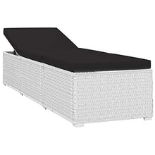 Tidyard Lettino Prendisole Reclinabile con Tavolino in Polyrattan Bianco,Sedia a Sdraio Prendisole da Giardino Rclinabile in Rattan,Lettino da Sole Singolo,Lettino da Piscina Patio 195x60x31 cm