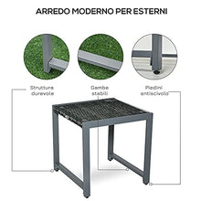 Outsunny Tavolino da caffè da Giardino Piano in Vetro Temperato in Rattan Alluminio 50 x 49,5 x 50 cm
