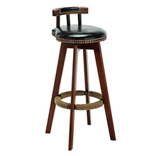 GYPPG Swivel Barstools Chairs Home Counter Living Room Kitchen with Height Footrest Faux Leather Upholstered Seat,Max Load 200KG (Black)