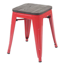 Poggiapiedi Sgabello da Bar HWC-A73 II impilabile Seduta in Legno Metallo Rosso