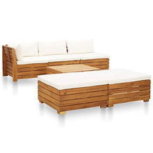 Tidyard Set Divani Giardino con Cuscini, Set di Mobili da Giardino, Set Divano Esterno Legno Acacia Bianco Crema 6 pz