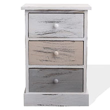 Rebecca Mobili Cassettiera decape, Comodino con 3 cassetti, Legno di paulonia, Bianco Beige Grigio, Stile Retro, Camera Bagno - Misure: 54 x 37 x 27 cm (HxLxP) - Art. RE4263