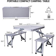 Pokem&Hent Tavolo e Sedia in Alluminio Pieghevole Portatile in Alluminio e Sedia con 4 posti per Campeggio Picnic Party Silver