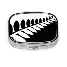Scatola per pillole quadrata con bandiera NZ argento felce nero e bianco moda pillola organizer da viaggio pillola dispenser per vitamine integratori