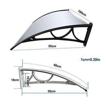 WEIJINGRIHUA Door Canopy Nero Canopy Trasparente PC Endurance Consiglio, Patio Ombra Canopy 60 × 100cm, Protezione dalla Luce Solare/Pioggia/Neve