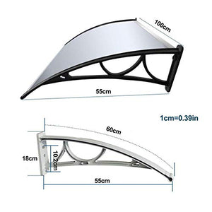 WEIJINGRIHUA Door Canopy Nero Canopy Trasparente PC Endurance Consiglio, Patio Ombra Canopy 60 × 100cm, Protezione dalla Luce Solare/Pioggia/Neve