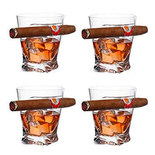 Cakunmik Vetro di Whisky Vecchio Stile, Vetro di Whisky del Sigaro con Supporto di Riposo del Sigaro, Regalo per Gli Uomini, Applicare a Natale, Anno Nuovo, Ringraziamento, Compleanno 4pcs
