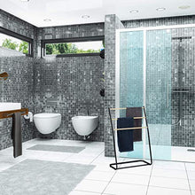 Relaxdays Portasciugamani da Terra, 3 Aste Effetto Legno, Accappatoi, Salviette e Indumenti, HLP: 86 x 58 x 30 cm, Nero, Ferro, 1 pz