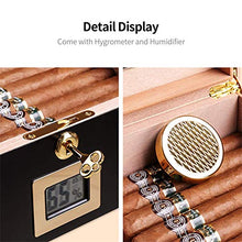 ZSY Cedar Wood Desktop Cigar Humidor with Tray And Adjustable Divider - Digital Hygrometer, Front Edge Stainless Steel Patch, Great for Home, Office, Bedroom