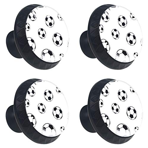 Set di 4 maniglie rotonde per armadio da cucina, credenza, cassettiera, cassettiera, con viti, per cucina, comò, armadietto, bagno, armadio, calcio, nero, bianco