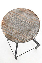 CLP Sgabello Swansea in Legno E Metallo Look Industriale I Sgabello Bar con Poggiapiedi Altezza Regolabile 73-82 CM, Colore:Antico Argento