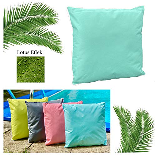 heimtexland® - Cuscino decorativo per esterni, effetto loto, antimacchia e impermeabile, per giardino, per esterni, 45 x 45 cm, colore: menta tip687