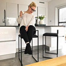 mobili Moderni Sgabelli da Bar 65 cm (26") con Schienale Rivestito in Velluto e poggiapiedi in Metallo, Sgabello Alto con Seduta Quadrata, mobili per Sala da Pranzo - 350 libbre di capacità