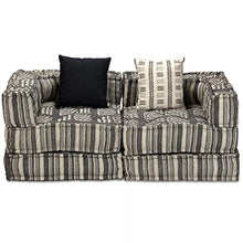 Tidyard Divano Letto Modulare a 2 Posti in Tessuto a Strisc,Divano da Salotto con 2 Cuscini Multicolore