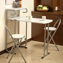 Set di sedie da tavolo 3 pezzi, tavolo da pranzo pieghevole per sala da pranzo, cortile, patio e balcone, con ripiano portaoggetti