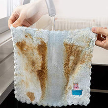 Sxgyubt Home Asciugamani Coral Velluto Ricamato Stracci Cucina Assorbimento Acqua Non Perde Panno Lavastoviglie, Maialino blu., One