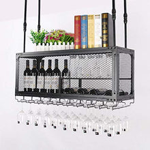 YWYW Wine Bar Bar Wine Glass Rack Hanging Wine Glass Bar Hanging Creativo Europeo Portabottiglie di Vino Appeso a Parete Industriale Decorazione portabottiglie Nero (Dimensioni: L100 * W30CM)