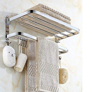 WLVG Portasciugamani per Bagno a Parete, portasciugamani in Acciaio Inox con Barre portasciugamani, portasciugamani Montato a Parete, mensola portasciugamani, 80 cm