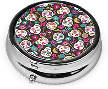 Skulls - Portapillole con 3 scomparti, porta pillole portatile per borsa tascabile, regalo da viaggio