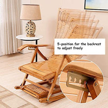 Sedia Lounge Sedia Regolabile Chaise Reclinabile Bamboo Sedia a Dondolo Pieghevole Pieghevole Sedia a Sdraio Portatile per Giardino Prato a Sdraio Backyard