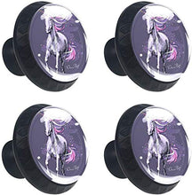 Magical Violet Unicorn Pomelli per Porta Set di 4 Pomelli per Mobili Manopole per Cassetti Cucina Armadio Vetro