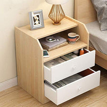 KANJJ-YU comodino in legno comodino comodino e comodino con accento per camera da letto e soggiorno, 2 cassetti (15,7 "x 13,3" x 51,8 cm) (colore: Beig