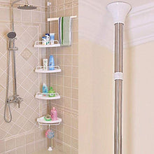 Lsmaa Bagno telescopico Regolabile a Livello con scaffale per Doccia con scaffale per Doccia Caddy Organizzatore in Acciaio Inox + PP
