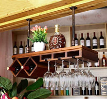 COLiJOL Portabottiglie Europeo in Legno Massello/Bar Portabottiglie Creativo, Portabicchieri da Vino a Personalità Invertita Portabicchieri da Vino a Soffitto Portabottiglie,1,100 * 28 * 20 cm