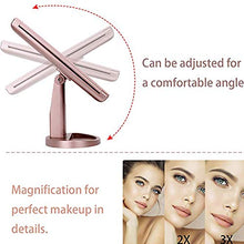 Specchio Per Trucco Vanità Illuminato Triplo Con Ingrandimento 3X / 2X / 1X,21 Luci A LED E Specchio Dimmerabile Touch Screen, Due Modalità Di Alimentazione, Specchio Cosmetico Da Viaggio (oro Rosa)