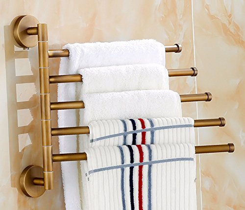 MBYW Portasciugamani Alto carico Portasciugamani da Bagno Mensola portaoggetti Shower Room Rotating Towel Rack Towel Rack Bathroom Shelf Wall Hanging Activity Towel Bar Copper Towel Rack, Style 11