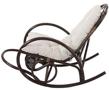 Sedia a dondolo Derby 139x58x110cm legno seduta poliestere cotone ~ cuscino bianco