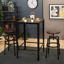 MEUBLE COSY Amat Walnut - Set di 2 sgabelli da bar, altezza regolabile in legno di metallo, design bistro Pub, sedia con poggiapiedi, base in ferro, girevole a 360, noce, 46,5 x 46,5 x 66,5 x 74 cm