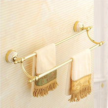 SJQKA Portasciugamani in Stile Europeo Tutto Rame Asciugamano Pole Doppio Palo Bagno Rack Bagno Hardware Ciondolo d'oro Portasciugamani