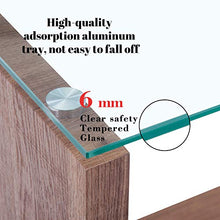 GOLDFAN 2 Livelli di Legno Tavolino Tavolo da Salotto con Vetro Mini Tavolino Moderno e Minimalista Mobile Laterale Divano,Marrone Scuro