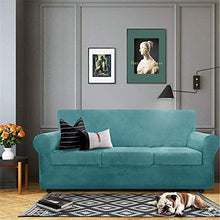 DAPAIZI Copridivano in Velluto Spesso, Copridivano Oversize Antiscivolo Super Elasticizzato per Fodera per Divano per Animali Protezione Elastica per Mobili. (Green,4 Seater)
