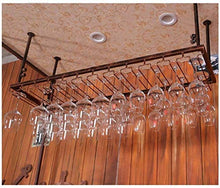 COLiJOL Portabottiglie da Vino in Ferro Marrone Appeso a Mensola per Bicchieri da Vino a Soffitto per Bar, Portabicchieri da Appendere (Dimensioni: 30 * 100 Cm)
