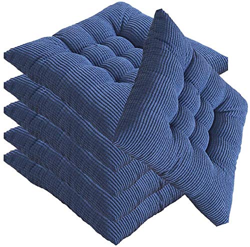 LIYT Pack 6 Cuscini per Sedia E Sedile, Imbottitura in Fibra, Resistente, Facile da Pulire, per Cucina, Camera, Soggiorno, Giardino, Terrazza, Patio, Etc,Blu,40 * 45CM