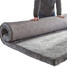 QXTT Materasso Letto Futon Matrimoniale E Singolo Pieghevole E Arrotolabile Materassi da Terra Alto 9cm Futon Trapuntato Salvaspazio,per Campeggio,balconi,Grey-90 * 200cm