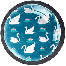 Cigno bianco che gioca in Lotus Plant Pool Pomelli per Porta Set di 4 Pomelli per Mobili Manopole per Cassetti Cucina Armadio Vetro