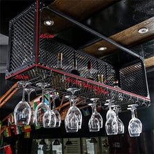 Scaffale Da Parete Retro Balck Metallo Griglia Di Ferro A Soffitto Portaoggetti Portabottiglie Portabottiglie Da Vino E Porta Bicchieri Applicazione Decorazione Da Parete, 60-100 Cm (Dimensioni: 100