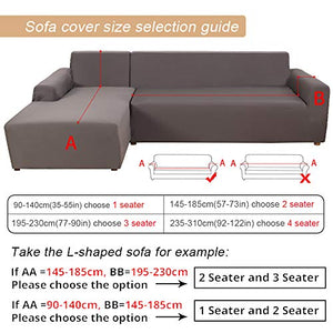 JuneJour Copridivano con Penisola Elasticizzato Chaise Longue Sofa Cover Componibile in Poliestere a Forma di L è Composto da 2PCS， Lavabile sfoderabile Fodere per Divano Angolare
