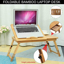 Tavoli da picnic Tavolo pieghevole, Bamboo Pieghevole Laptop Desk Tabella Tabella Tabella regolabile Colazione per la colazione del vassoio del vassoio del vassoio con cassetto che lavora nel letto di